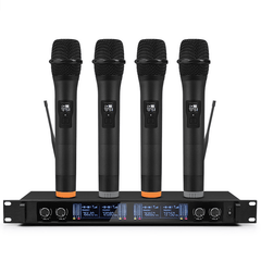 Professional UHF 4 Channel 2 Channel Wireless Handheld Microphone System Mic for Stage Church Family Party Karaoke Meeting Trendha