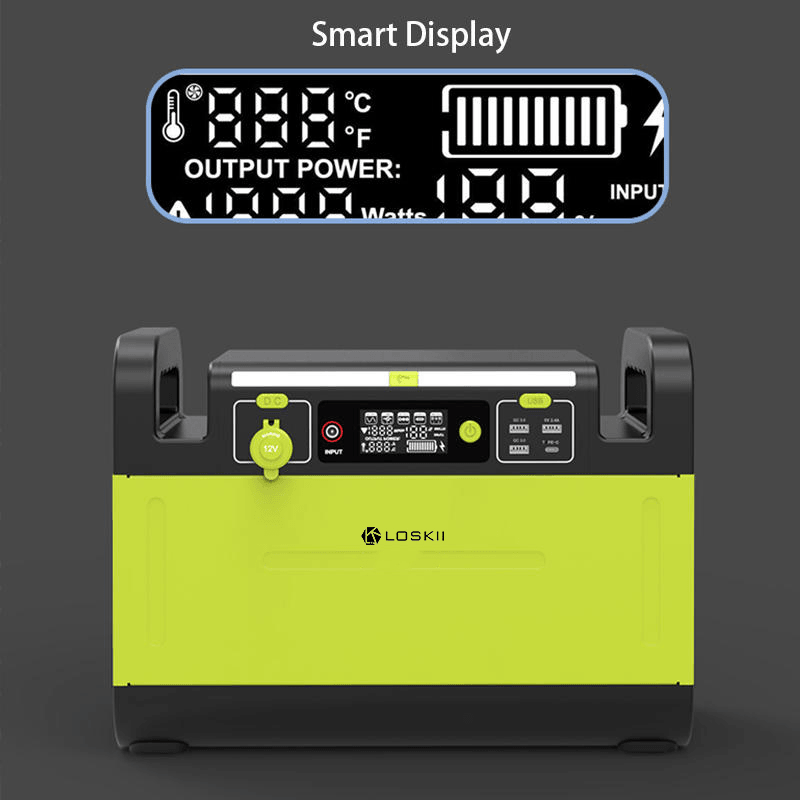 Loskii LK-PS63 Portable Outdoor Power Station Battery Generator 1210Wh Camping Solar Generator Emergency Energy Supply LED Display for Outdoor Camping Trendha