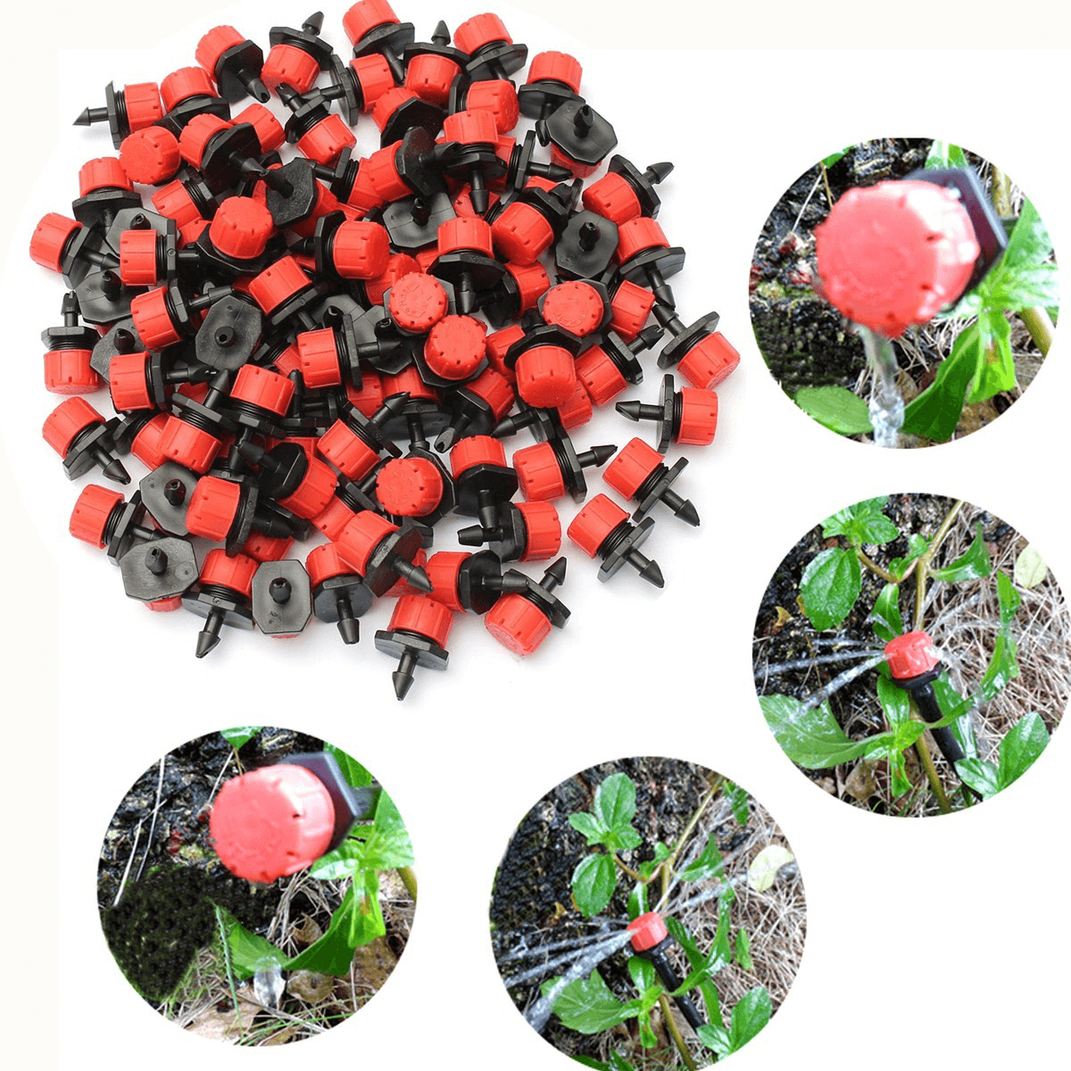 100Pcs Adjustable Micro Drip Irrigation Watering Anti-Clogging Emitter Dripper Watering System Automatic Hose Kits Connector dylinoshop