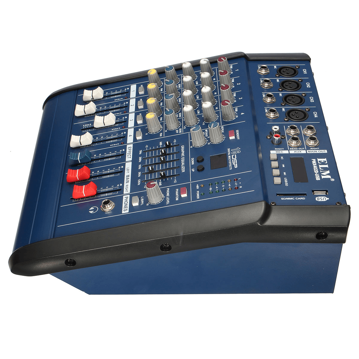 EL M PMX402D-USB 48V 4 Channel USB KTV Karaoke Audio Stage Mixer with Power Amplifier Trendha