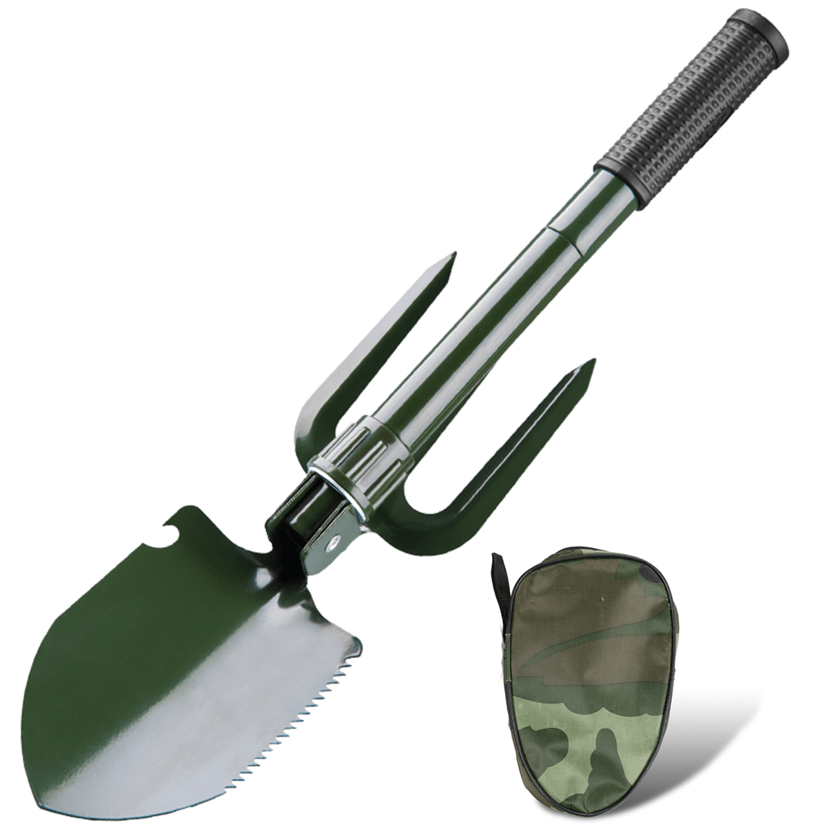 Stainless Steel Folding Camping Shovel Rake Spade with Bottle Opener Compass for Outdoor Camping Survival dylinoshop