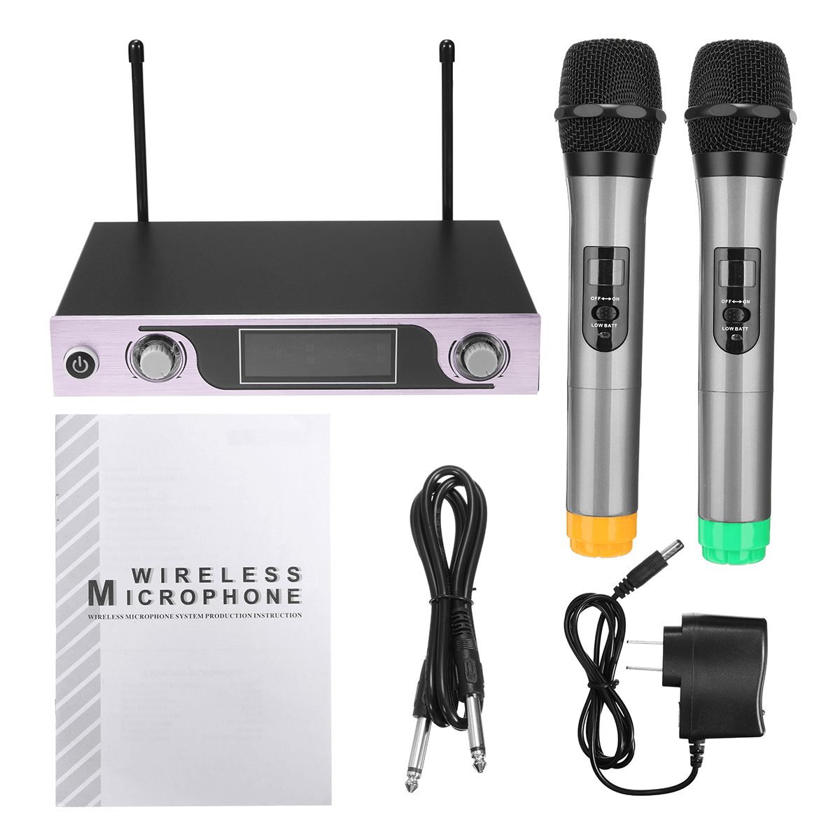 VHF Wireless Microphone Receiver 2 Channel Transmitter System Two Handheld Microphone Trendha