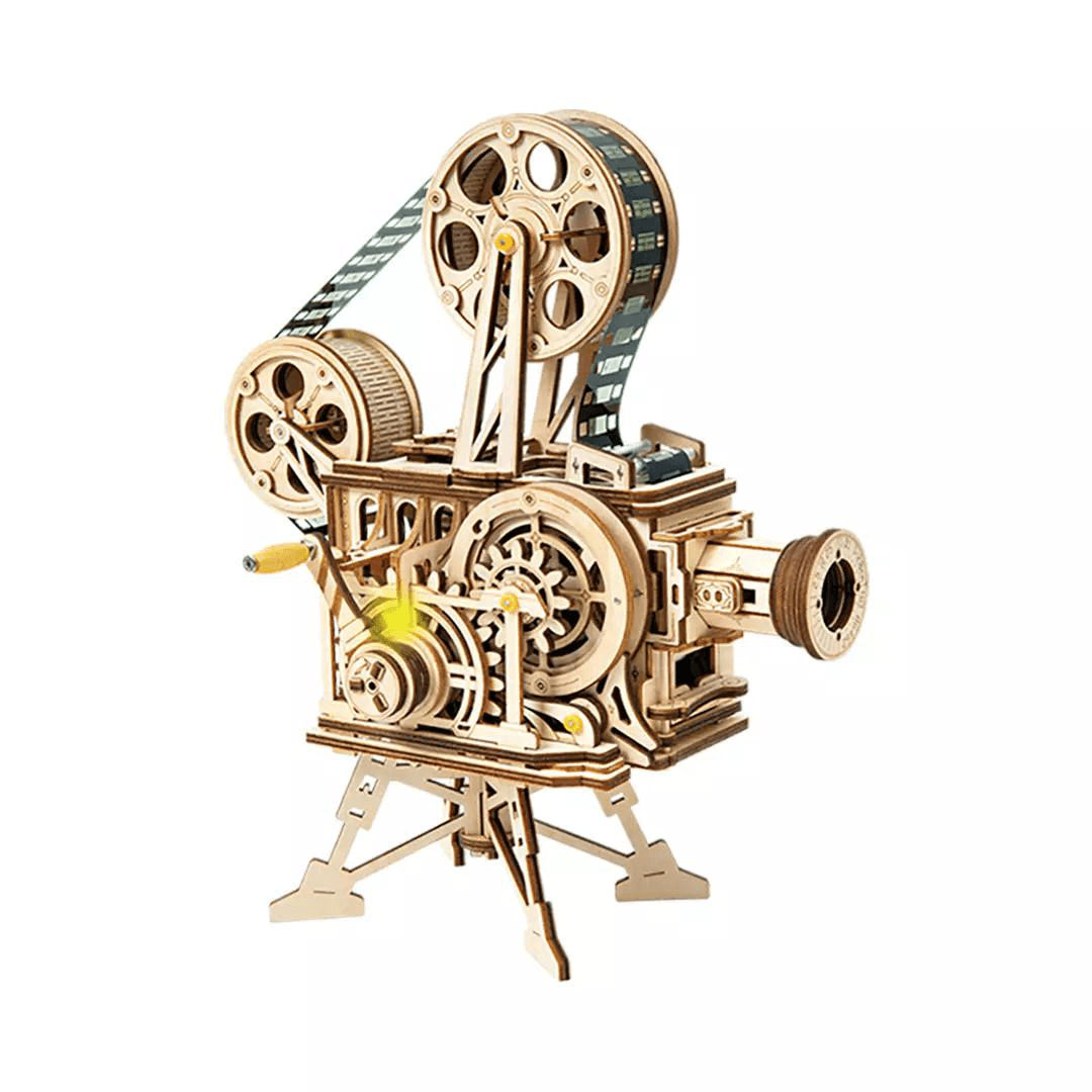 LK601 DIY Classic Wooden Vintage Movie Projector DIY 3D Vitascope Kit Wooden Puzzle Retro Projector Trendha