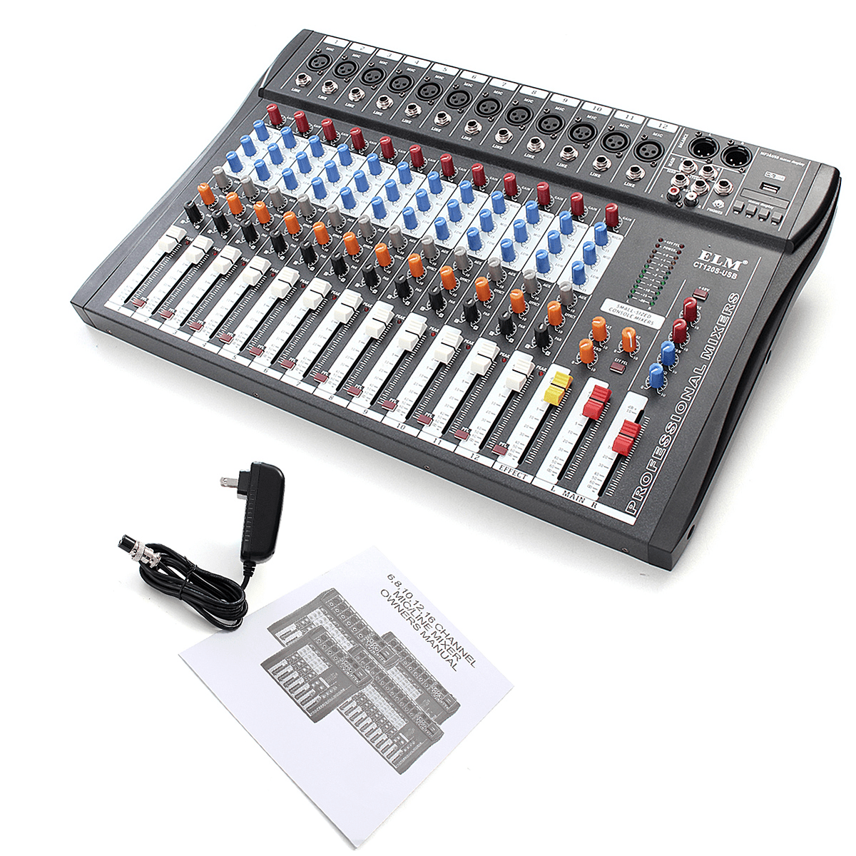 EL M CT-120S 12 Channel Professional Live Studio Audio Mixer Power USB Mixing Console Trendha