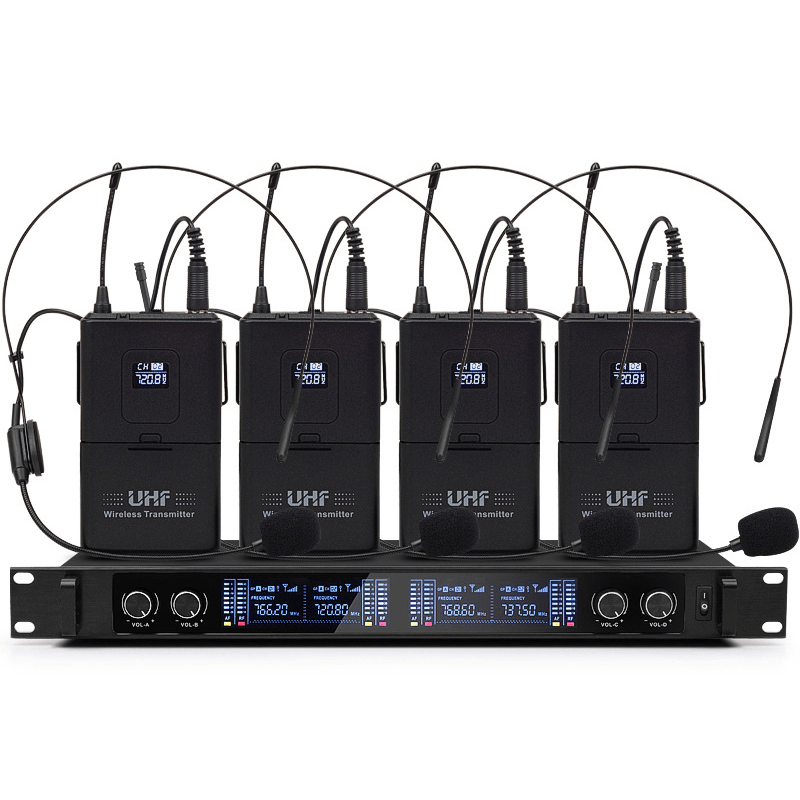 Professional UHF 4 Channel 2 Channel Wireless Handheld Microphone System Mic for Stage Church Family Party Karaoke Meeting Trendha