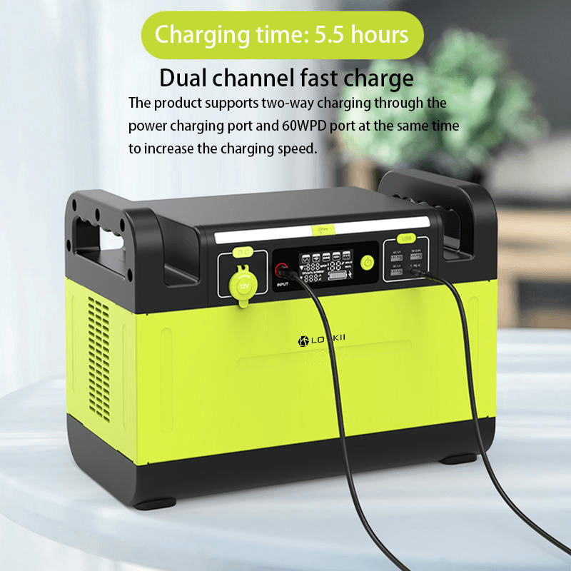 Loskii LK-PS63 Portable Outdoor Power Station Battery Generator 1210Wh Camping Solar Generator Emergency Energy Supply LED Display for Outdoor Camping Trendha