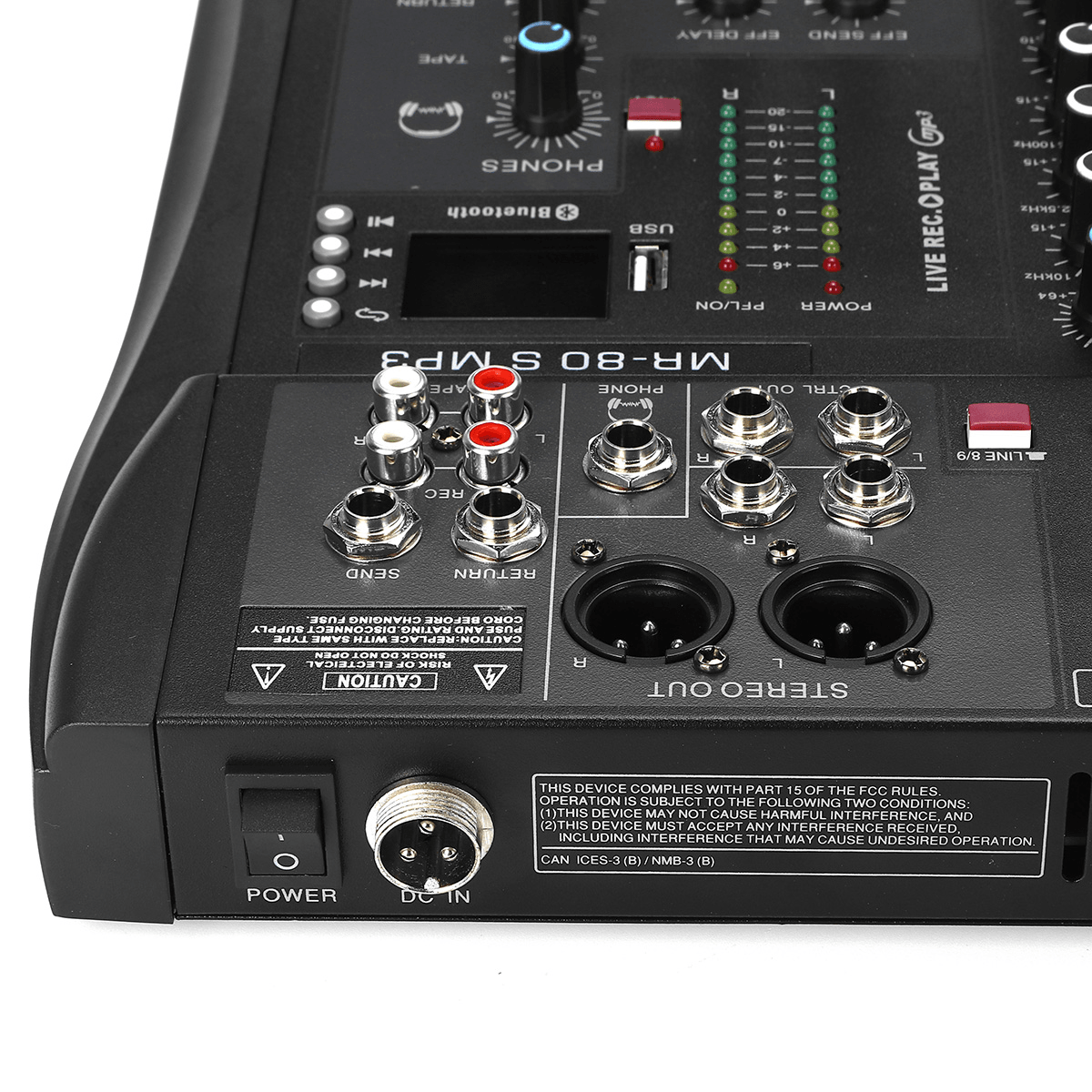 9 Channel 3 Band Professional Bluetooth Audio Mixer Console Studio USB DJ Sound Mixing Trendha