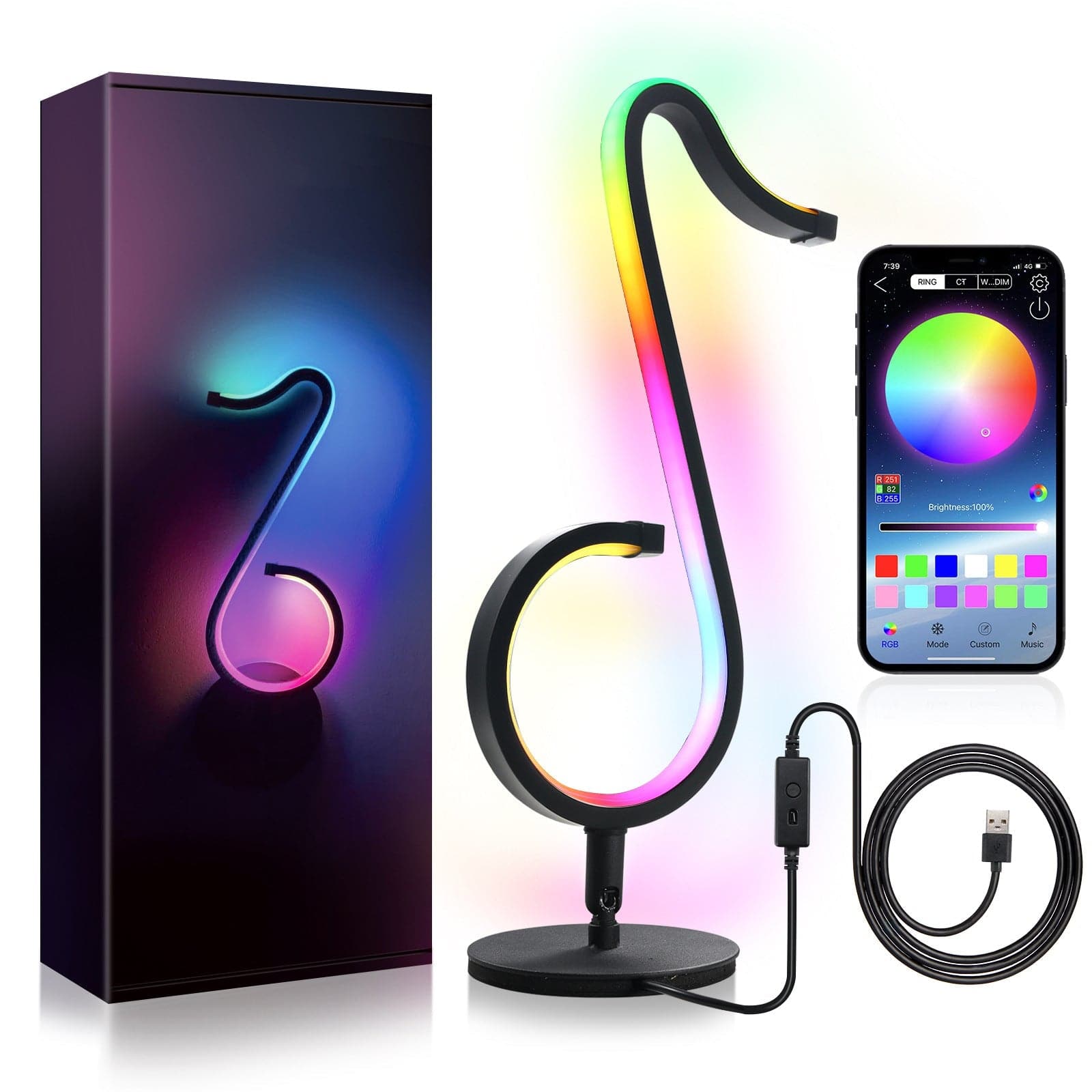 Intelligent APP Remote Control Symphony Atmosphere Light LED Night Light 180º Rotation Desktop Bedside For Home Decor Lamp dylinoshop