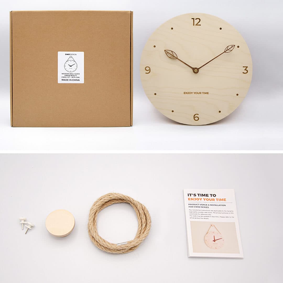 Wooden Hanging Rope Wall Clock Feajoy