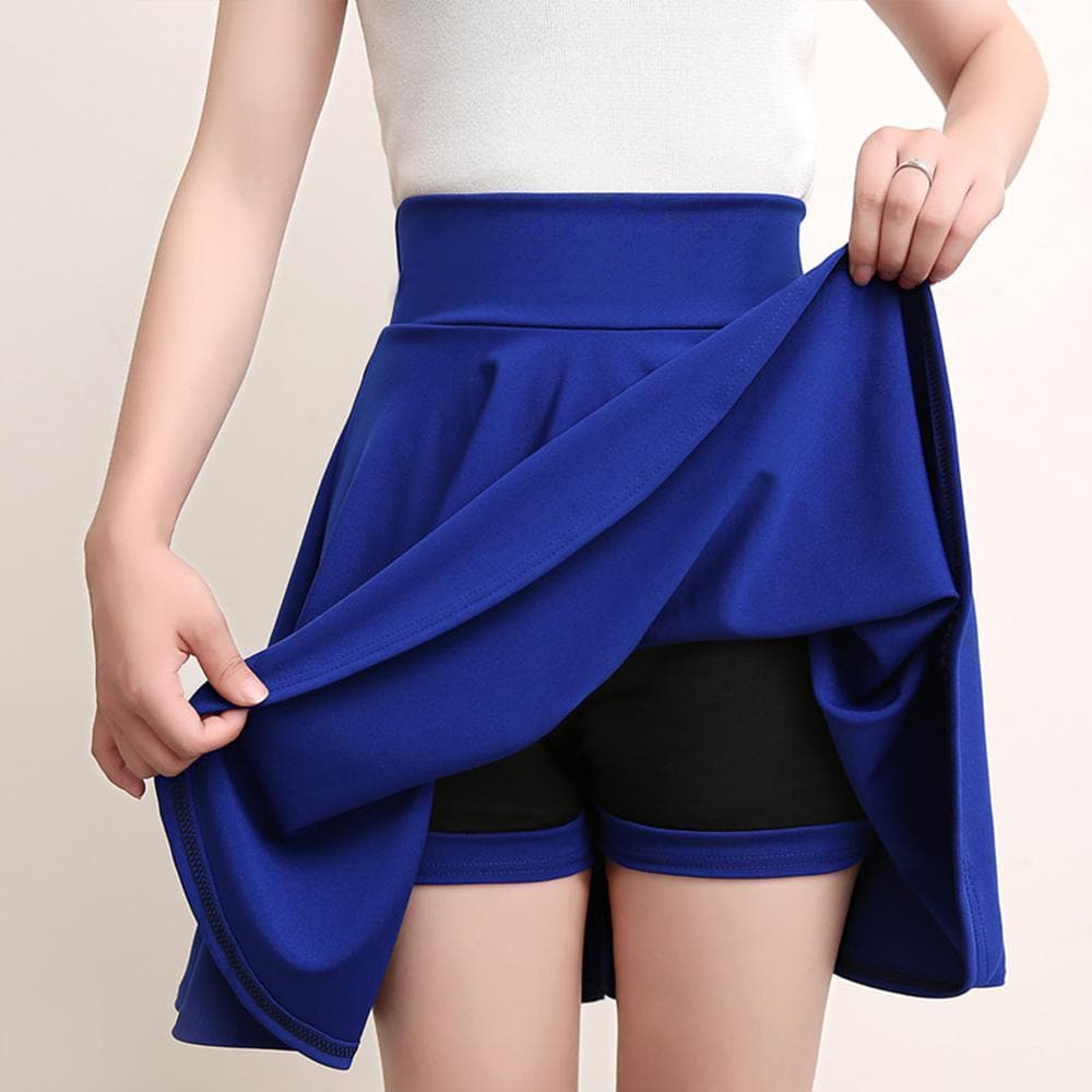 A-line Elastic Waist Pleated Shorts Skirts dylinoshop