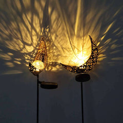 Solar Moon Wrought Iron Hollow Out Lamp Feajoy