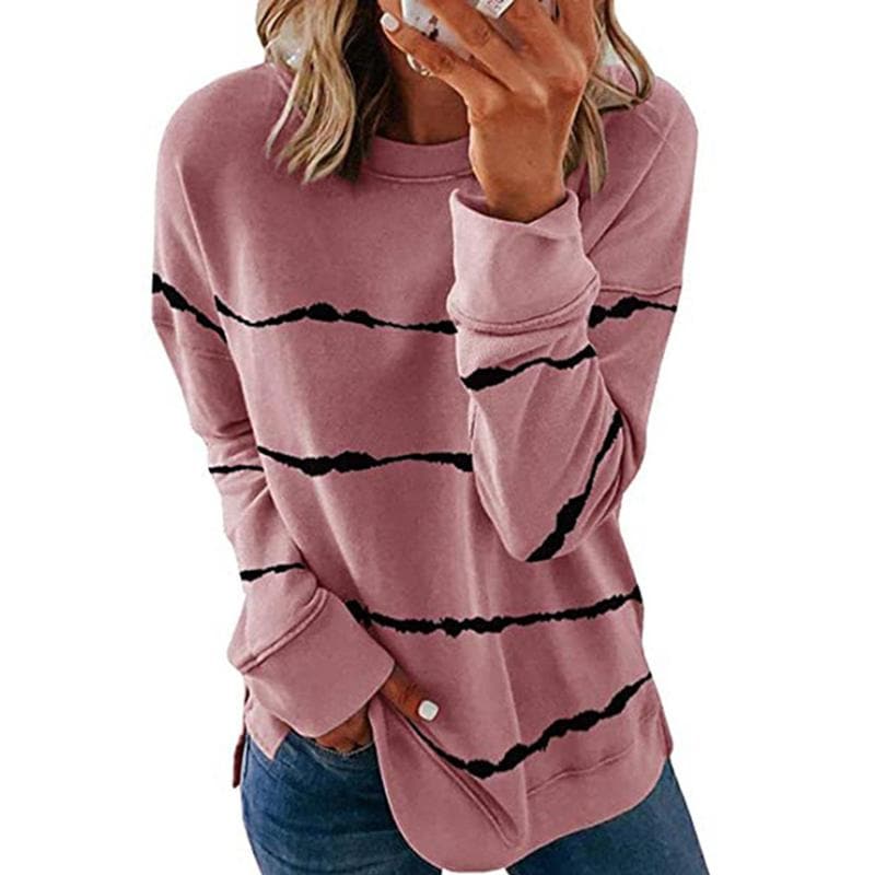 Women Casual Stripe Pullover giftpockets