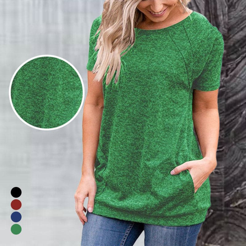 Round Neck Loose Casual Tops luckyidays