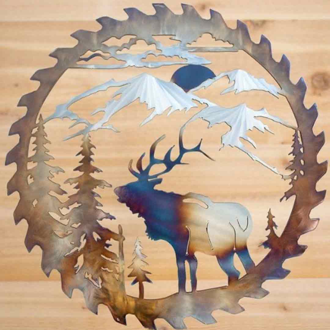 Whitetail Bowhunter Welcome Saw Blade Cut Out Metal Wall Art Feajoy