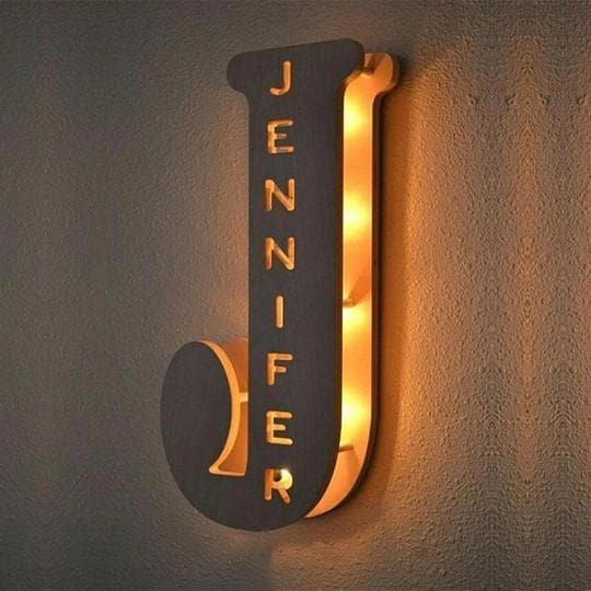 Custom Wooden Engraved Name Light dylinoshop