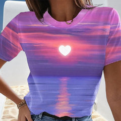 Women's Heart 3D Printed T-shirt luckyidays