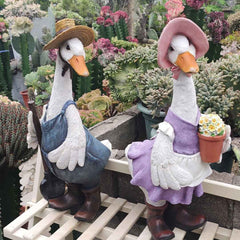 Duck Gardener Resin Statue Feajoy