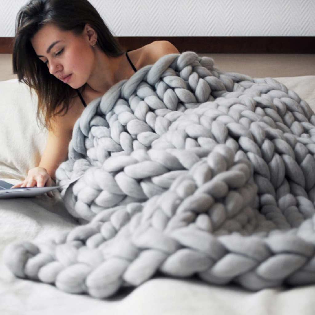 Chunky Wool Knit Blanket dylinoshop