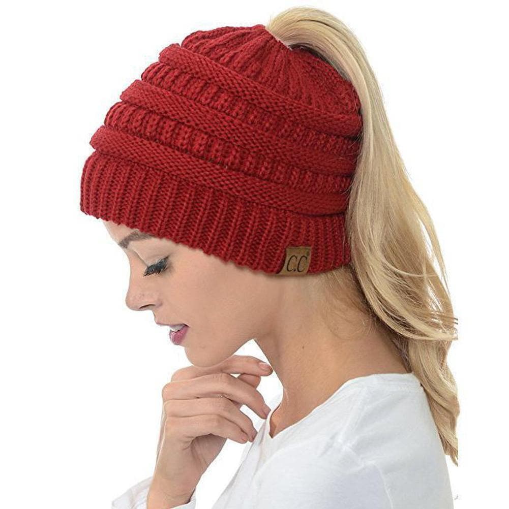 Soft Knit Ponytail Beanie Hat Zimomo