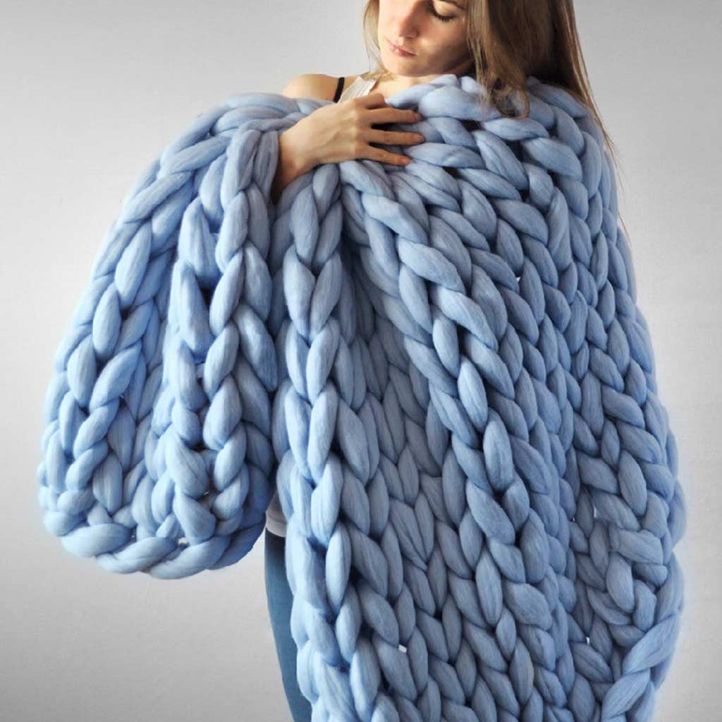 Chunky Wool Knit Blanket dylinoshop