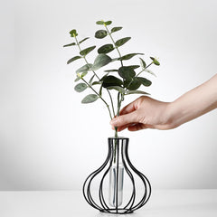 Metal Wire Decorative Glass Tube Vase Feajoy