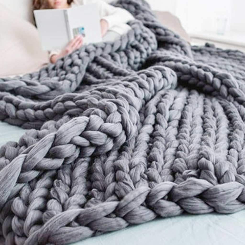 Chunky Wool Knit Blanket dylinoshop