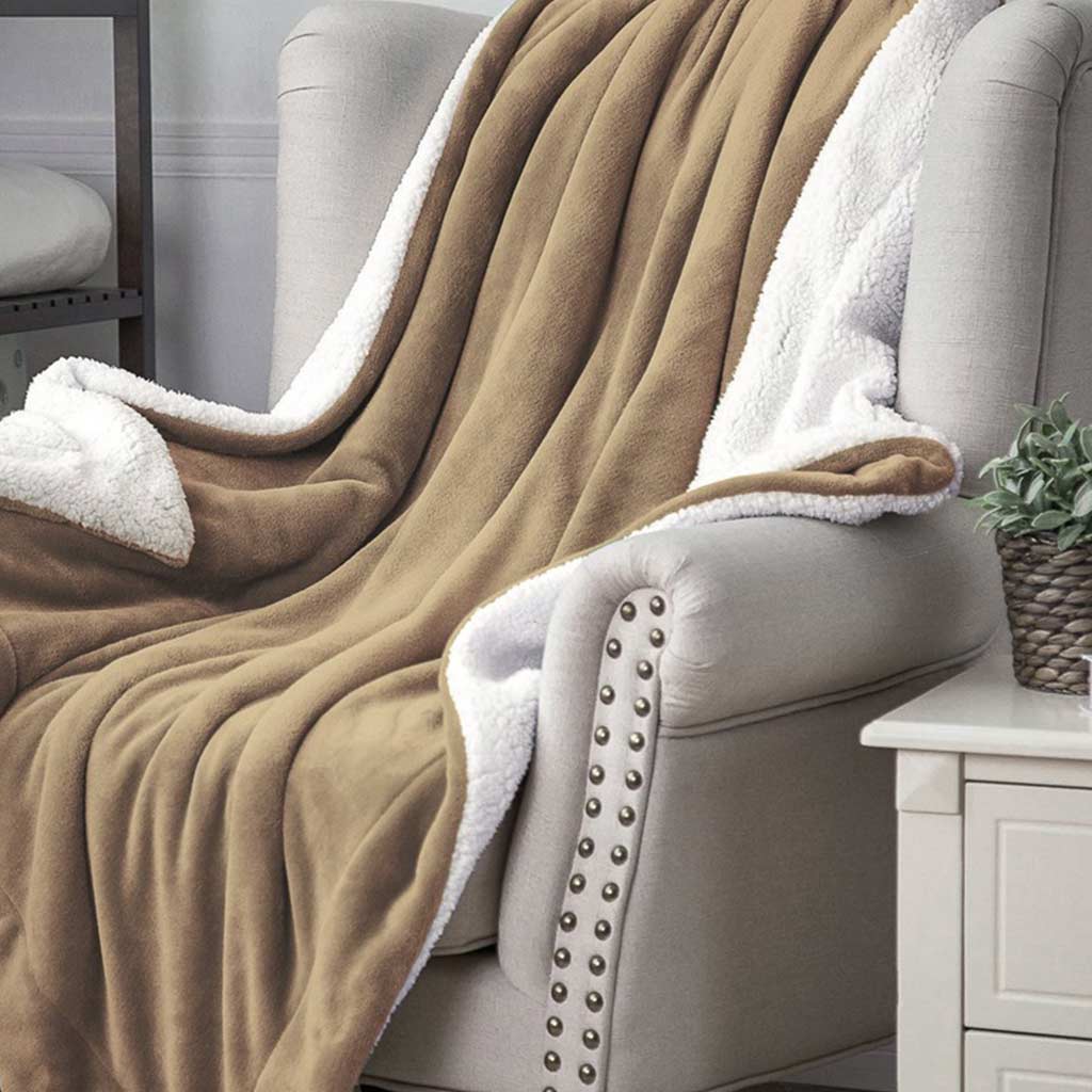 Solid Color Sherpa Fleece Blanket Feajoy