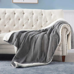 Solid Color Sherpa Fleece Blanket Feajoy