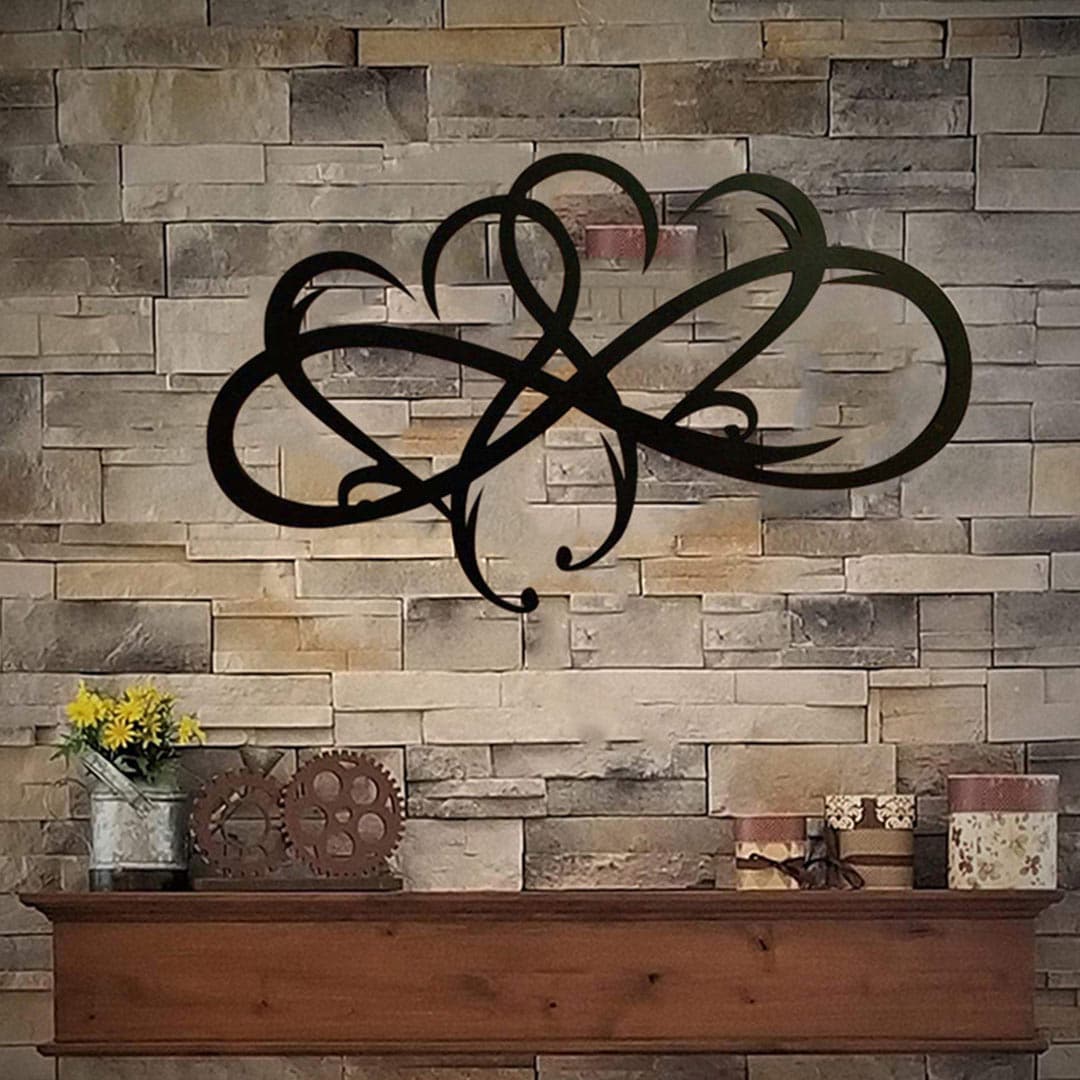 Double Infinity Heart Metal Home Decor Feajoy