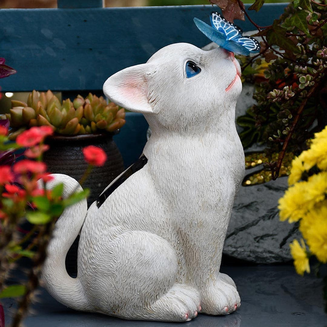 Dog/Cat With Butterfly Solar Lights Garden Decor Feajoy