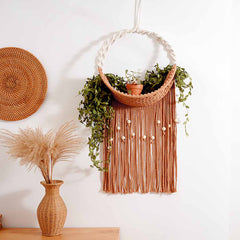 Hand-Woven Macrame Planter Rack feajoy