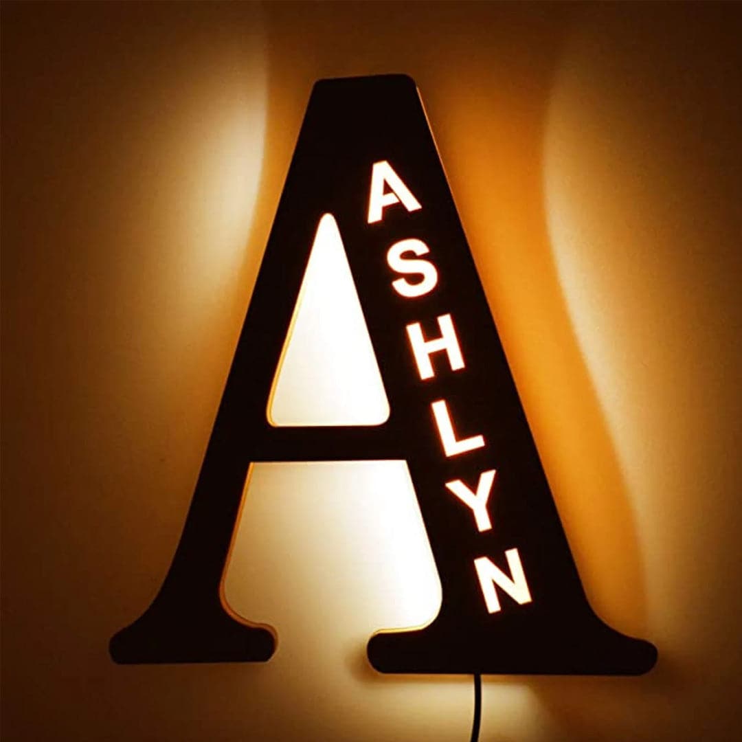 Custom Wooden Engraved Name Light dylinoshop