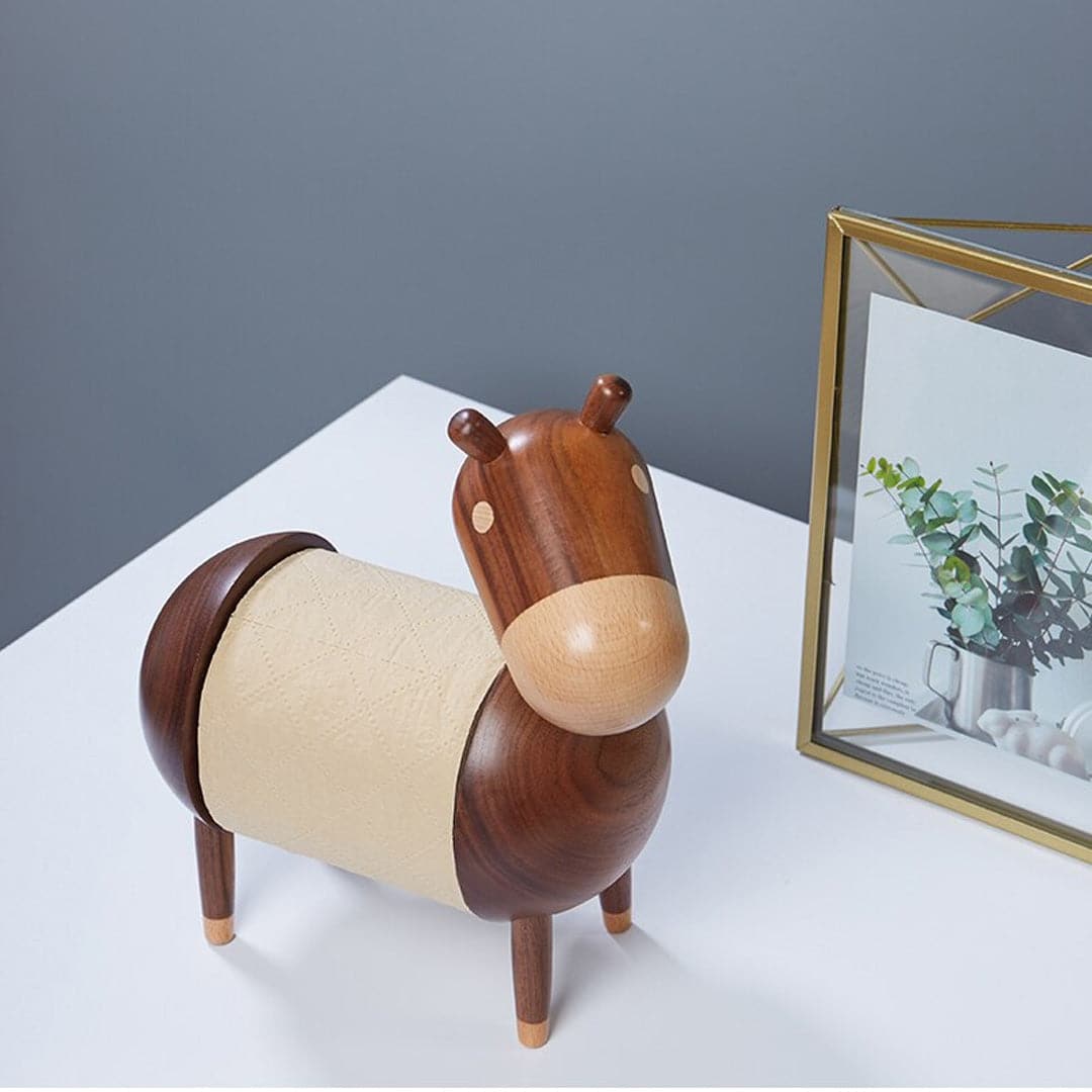 Wooden Donkey Paper Holder Feajoy