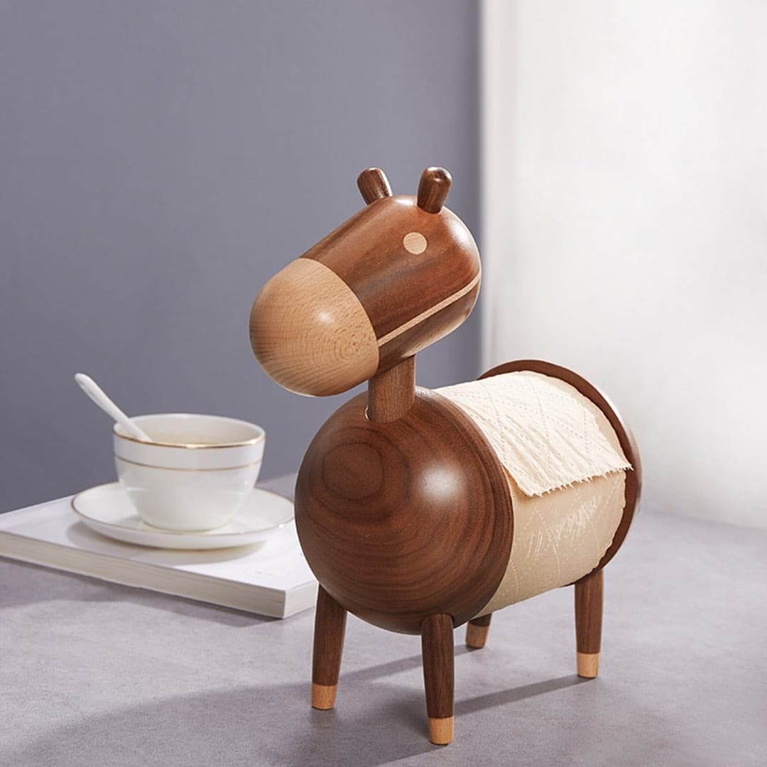 Wooden Donkey Paper Holder Feajoy