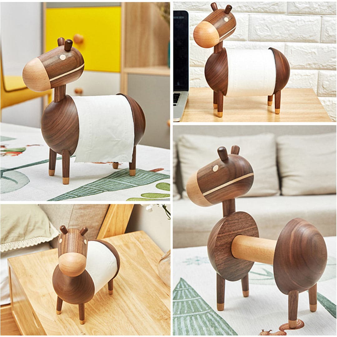 Wooden Donkey Paper Holder Feajoy