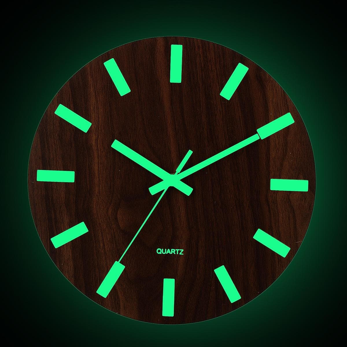 Wooden Wall Clock Glow in the Dark dylinoshop