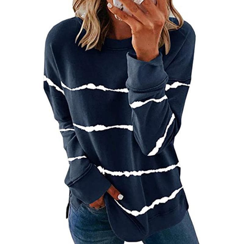 Women Casual Stripe Pullover giftpockets