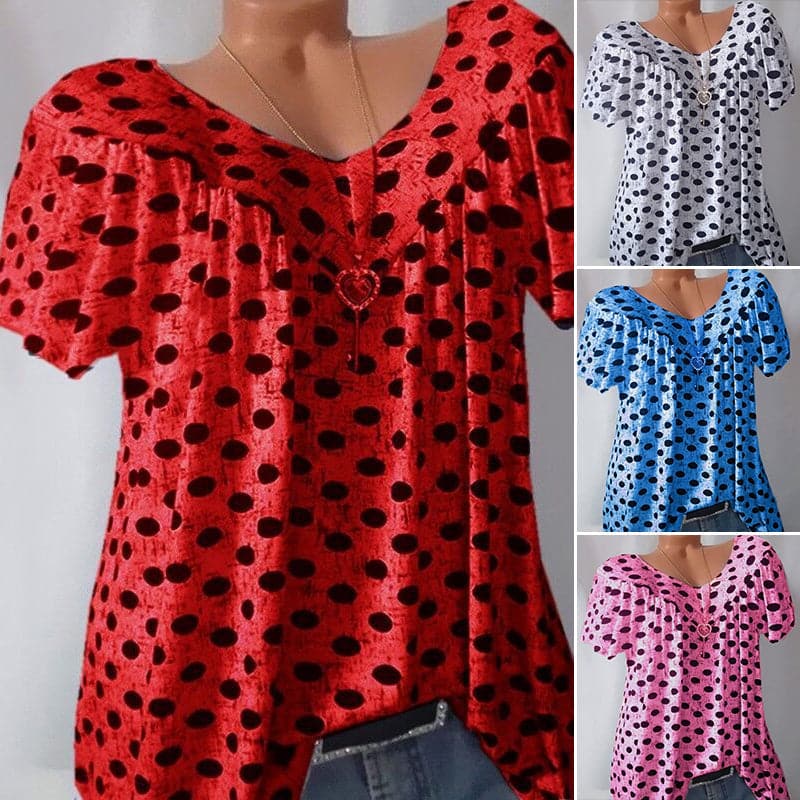 Ladies Polka Dot Print Casual T-Shirt luckyidays