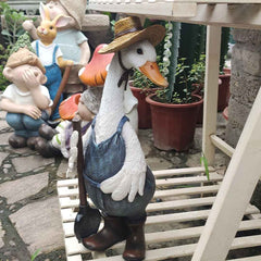 Duck Gardener Resin Statue Feajoy