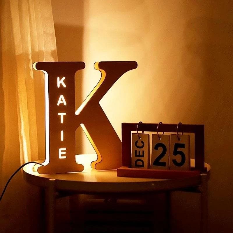 Custom Wooden Engraved Name Light dylinoshop