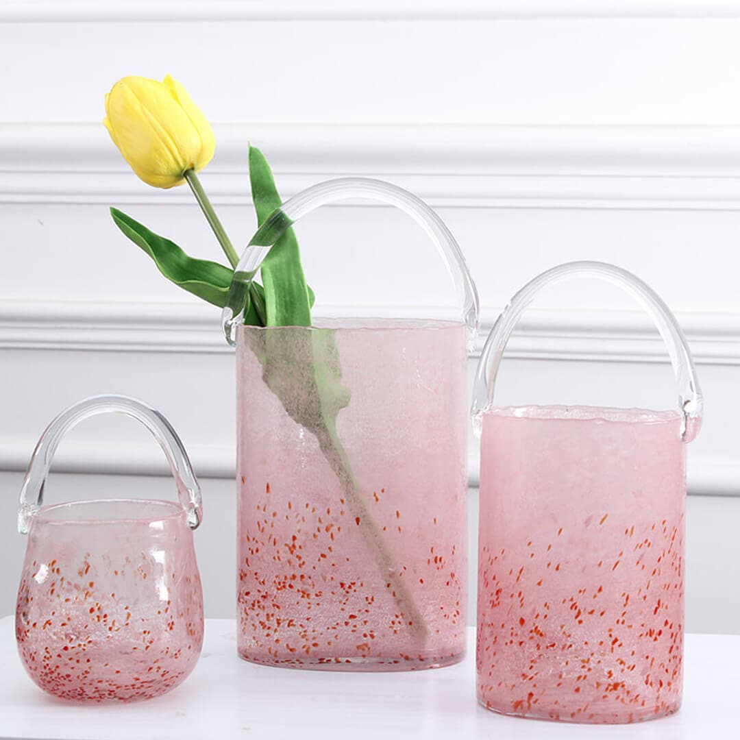 Sakura Pink Bubble Glass Flower Vase Feajoy