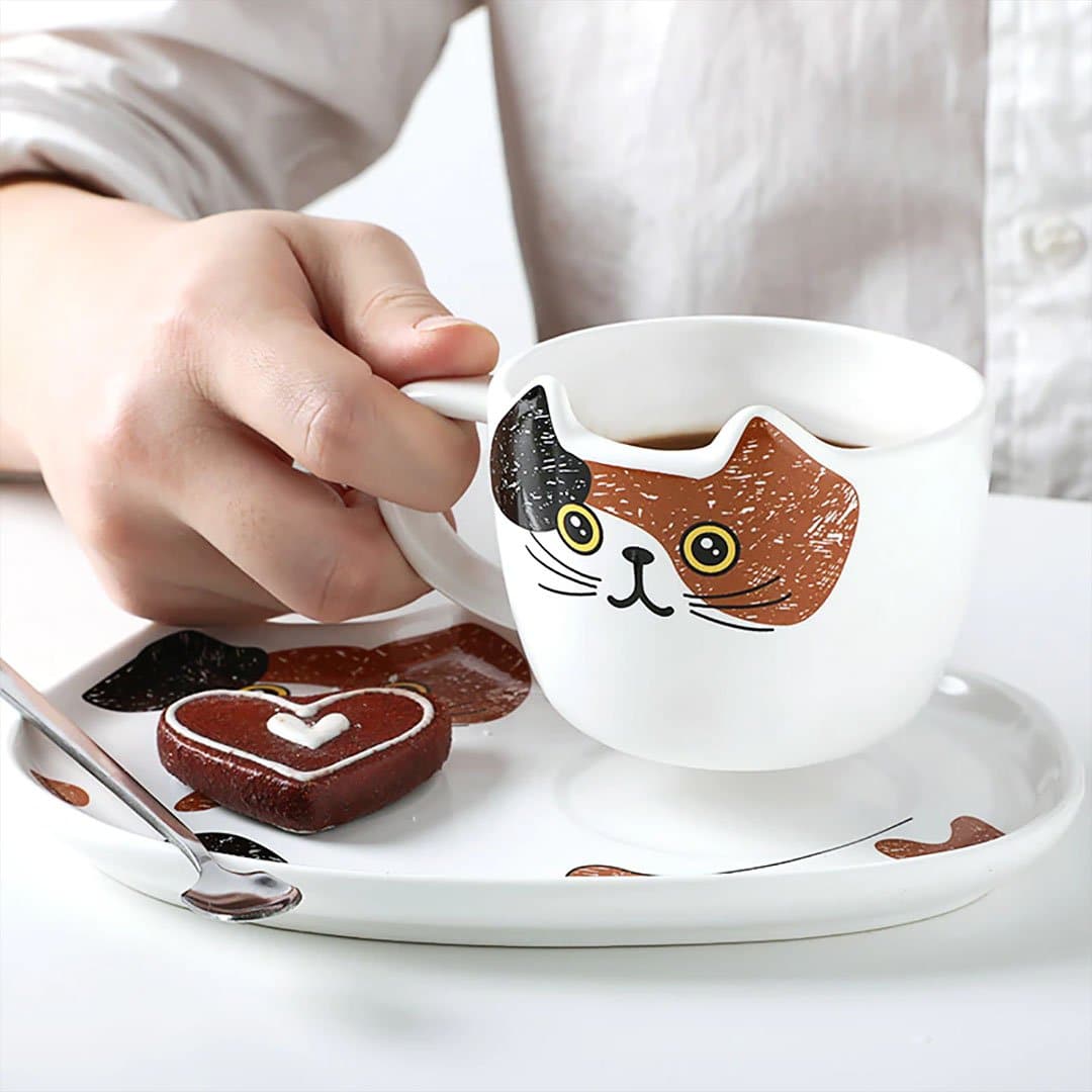 Cute Cat Coffee Set dylinoshop