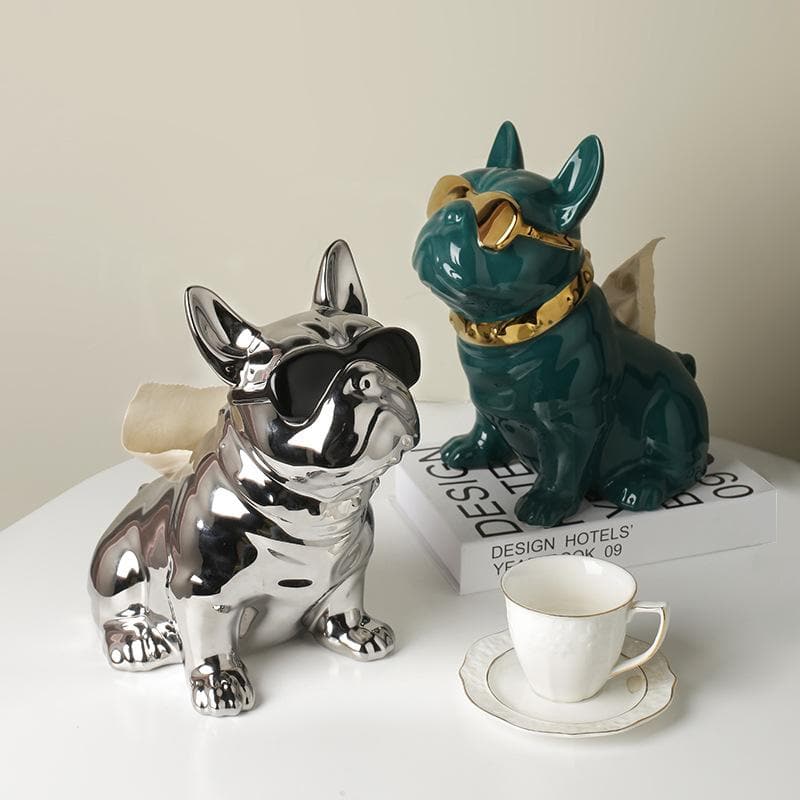 French Bulldog Ceramic Tissue Box Feajoy