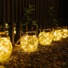 Solar Starry Fairy Glass Mason Jar Lantern feajoy