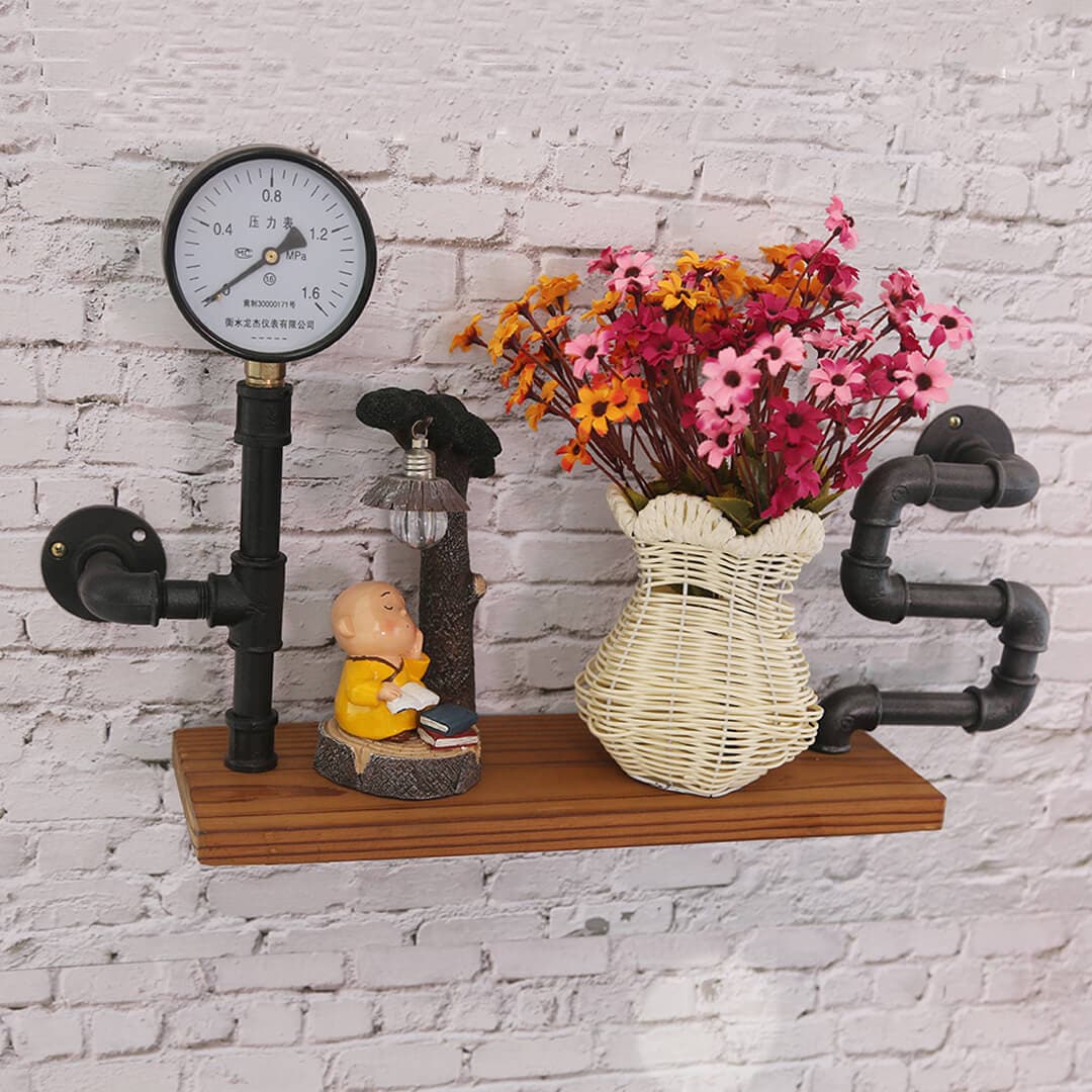 Retro Bookshelf Wrought Iron Shelf Feajoy