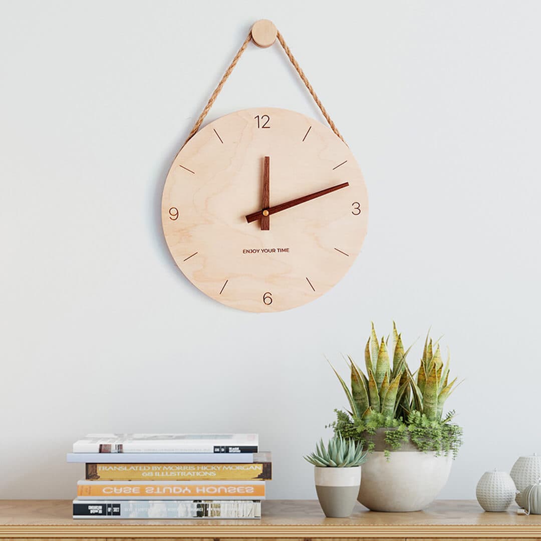 Wooden Hanging Rope Wall Clock Feajoy