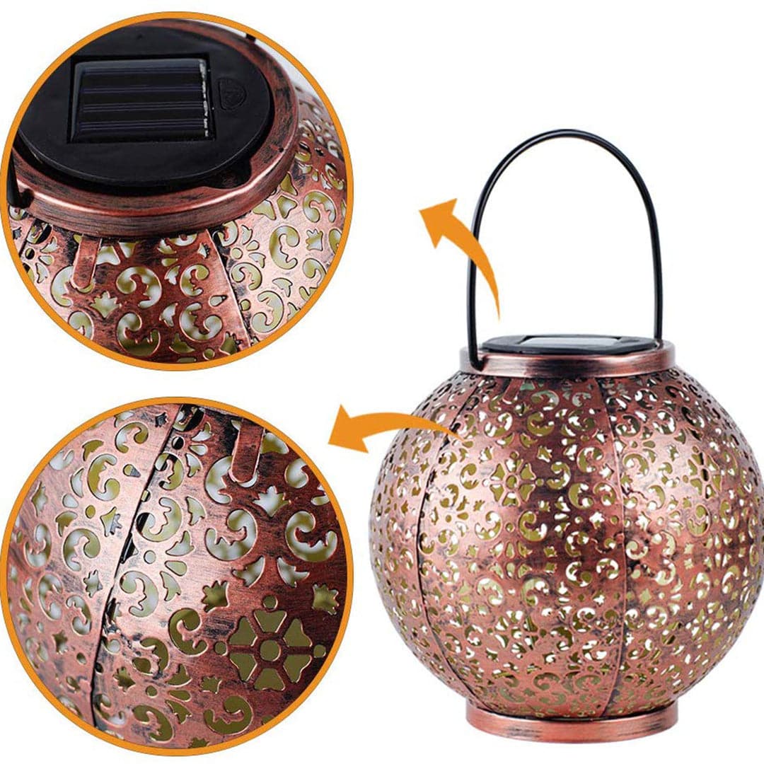 Hanging Gold Solar LED Lantern Feajoy