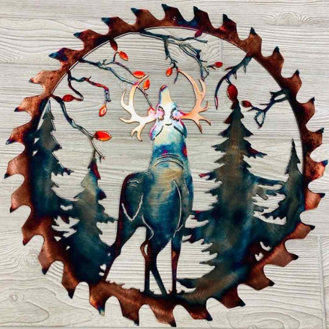 Whitetail Bowhunter Welcome Saw Blade Cut Out Metal Wall Art Feajoy