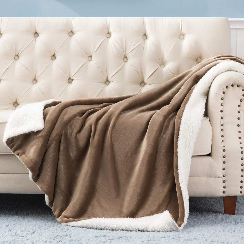 Solid Color Sherpa Fleece Blanket Feajoy