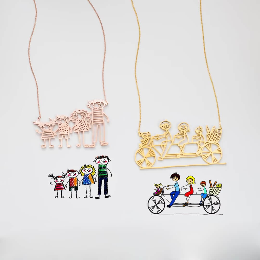 Personalized Kids Drawing Necklace feajoy